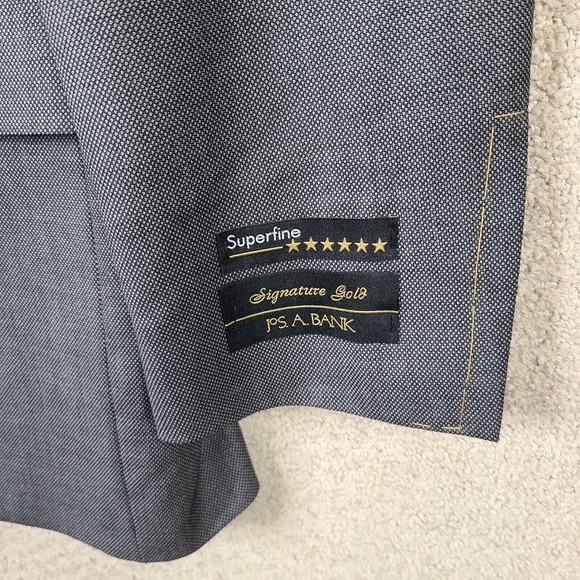 Jos A Bank Jacket Mens 40R Gray Woven Blazer Wool Signature Gold Unaltered 2 Btn - Picture 5 of 16